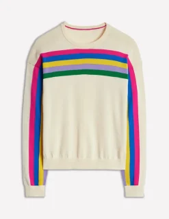Lara Relaxed Cotton Jumper-Rainbow Curve Knit-Boden New