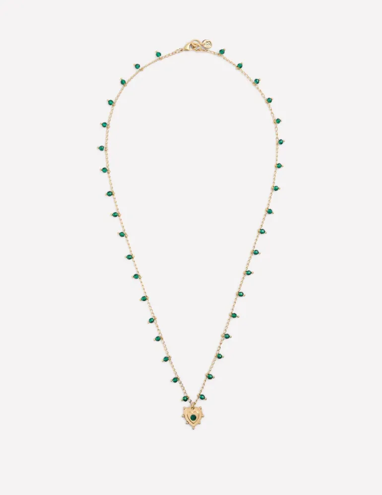Layering Charm Necklace-Green Heart-Boden Cheap