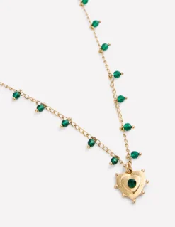 Layering Charm Necklace-Green Heart-Boden Cheap