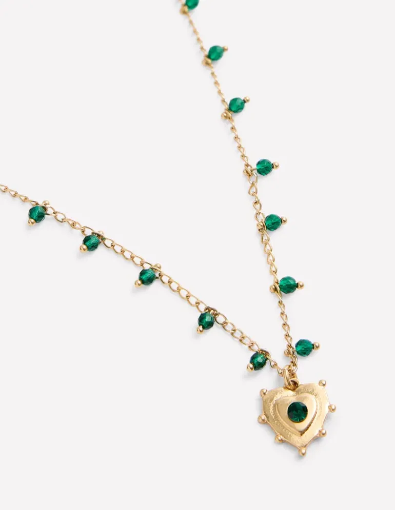 Layering Charm Necklace-Green Heart-Boden Cheap
