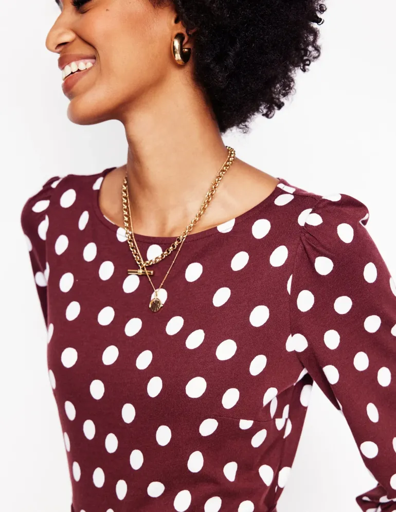 Leandra Jersey Midi Dress-Chestnut, Abstract Dot-Boden Discount