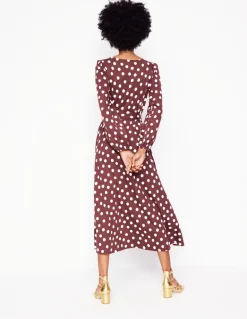 Leandra Jersey Midi Dress-Chestnut, Abstract Dot-Boden Discount
