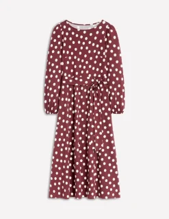 Leandra Jersey Midi Dress-Chestnut, Abstract Dot-Boden Discount