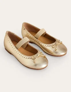Leather Ballet Flat-Gold Metallic-Boden Online