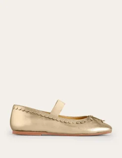 Leather Ballet Flats-Gold Metallic-Boden New
