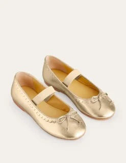 Leather Ballet Flats-Gold Metallic-Boden New