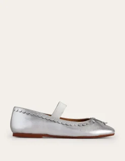 Leather Ballet Flats-Silver Metallic-Boden Best Sale