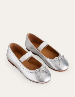 Leather Ballet Flats-Silver Metallic-Boden Best Sale