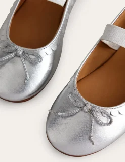 Leather Ballet Flats-Silver Metallic-Boden Best Sale