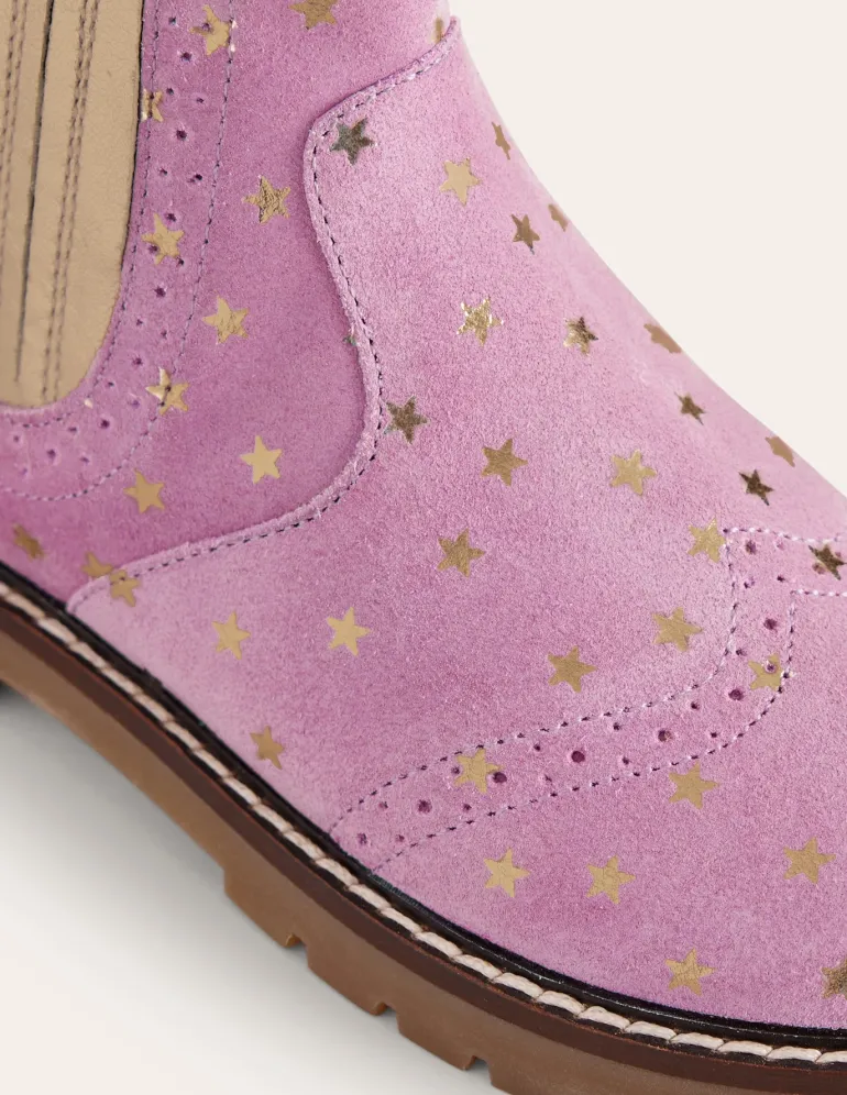 Leather Chelsea Boots-Cosmos Pink Stars-Boden Fashion