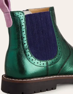 Leather Chelsea Boots-Metallic Green-Boden Store