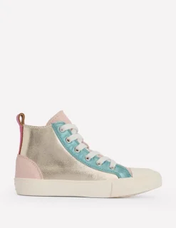 Leather Metallic High Tops-Multi Metallic-Boden Fashion