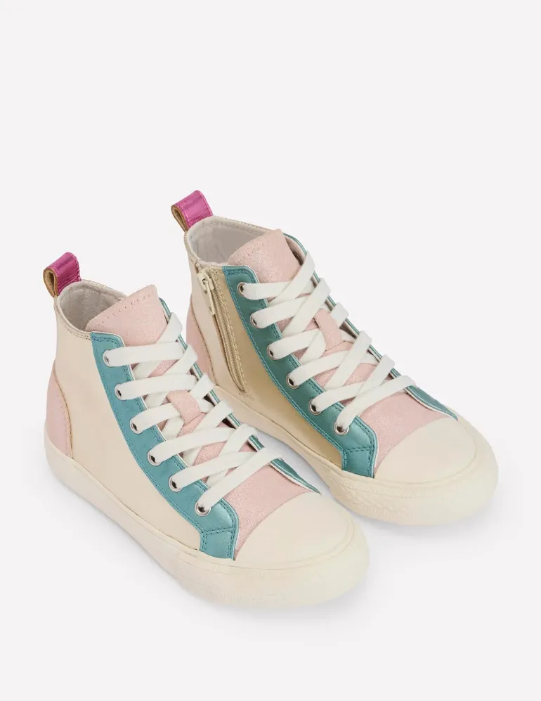 Leather Metallic High Tops-Multi Metallic-Boden Fashion