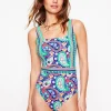 Lefkada Square Neck Swimsuit-Multi, Meadow Paisley-Boden Cheap