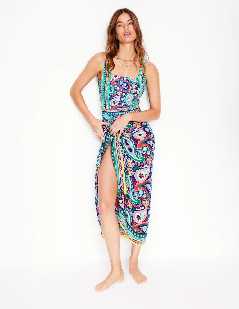 Lefkada Square Neck Swimsuit-Multi, Meadow Paisley-Boden Cheap