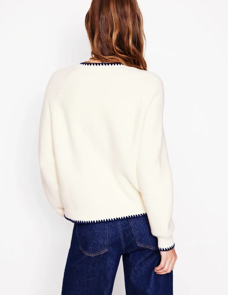 Lena Stitch Detail Cardigan-Warm Ivory-Boden Best Sale