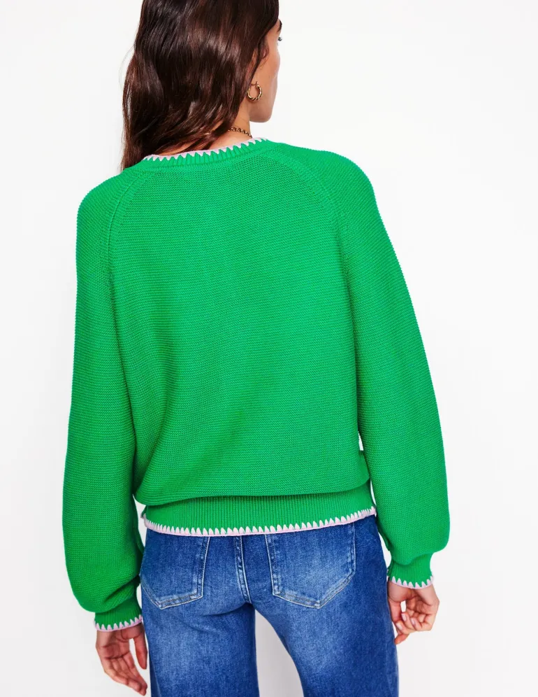 Lena Stitch Detail Cardigan-Rich Emerald-Boden Best Sale