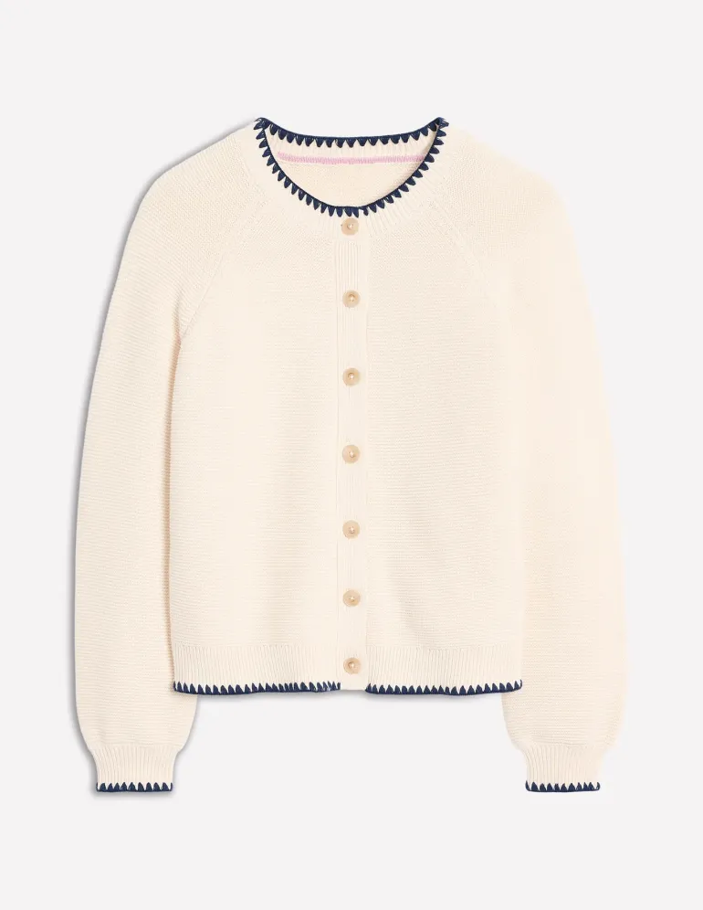 Lena Stitch Detail Cardigan-Warm Ivory-Boden Best Sale