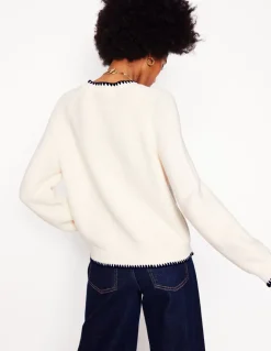 Lena Stitch Detail Sweater-Warm Ivory-Boden Cheap