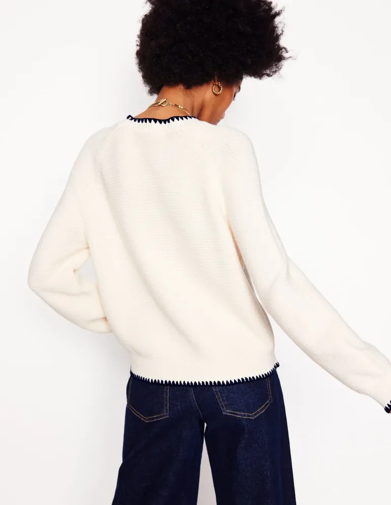 Lena Stitch Detail Sweater-Warm Ivory-Boden Cheap