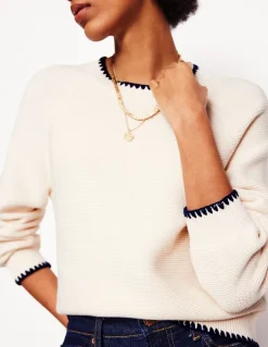 Lena Stitch Detail Sweater-Warm Ivory-Boden Cheap
