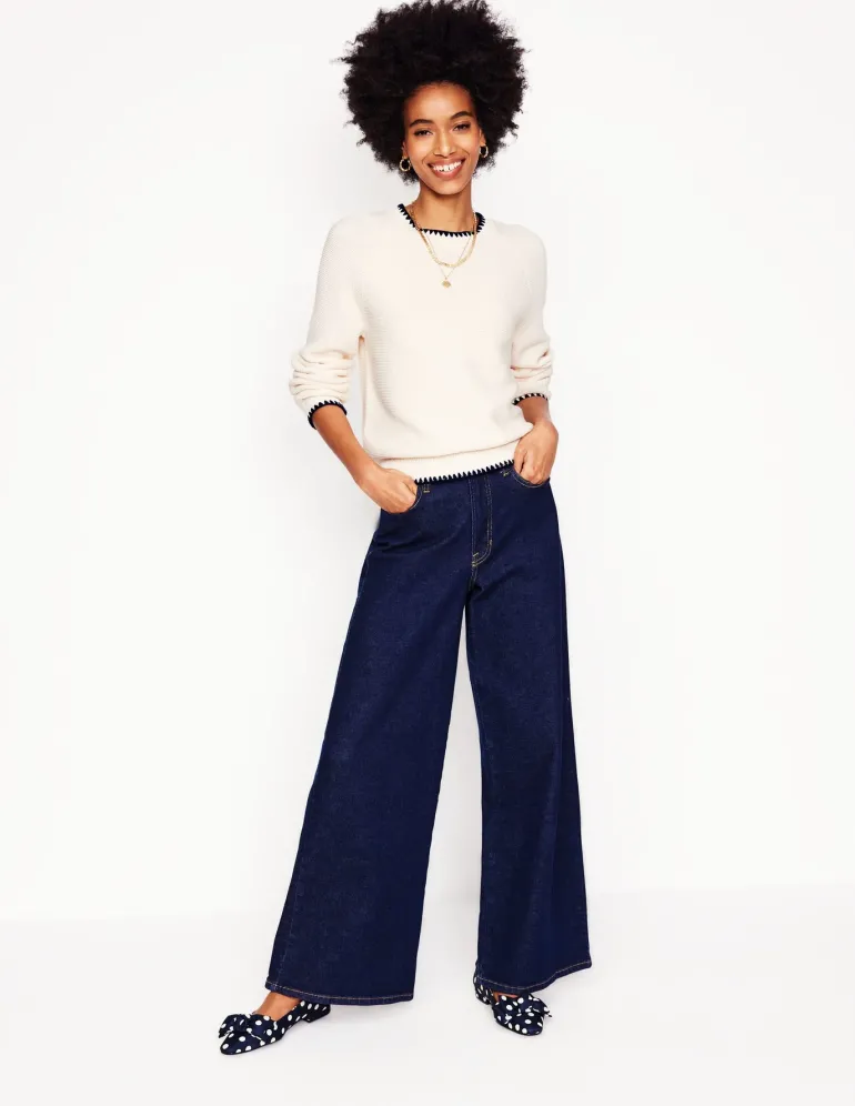 Lena Stitch Detail Sweater-Warm Ivory-Boden Cheap