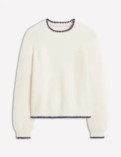 Lena Stitch Detail Sweater-Warm Ivory-Boden Cheap