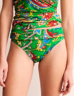 Levanzo Fold Bikini Bottoms-Kelly Green, Paisley Azure-Boden Flash Sale