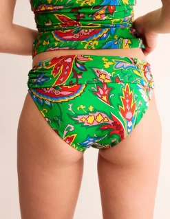 Levanzo Fold Bikini Bottoms-Kelly Green, Paisley Azure-Boden Flash Sale