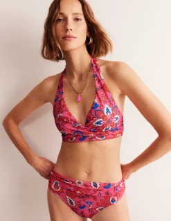 Levanzo Halter Bikini Top-Pink, Botanical Wave-Boden Store