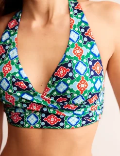 Levanzo Halter Bikini Top-Green Tambourine, Coastal Tile-Boden Cheap