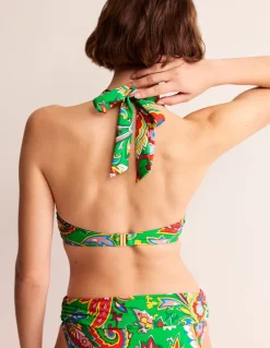 Levanzo Halter Bikini Top-Kelly Green, Paisley Azure-Boden New