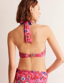 Levanzo Halter Bikini Top-Pink, Botanical Wave-Boden Store