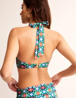 Levanzo Halter Bikini Top-Green Tambourine, Coastal Tile-Boden Cheap