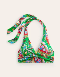 Levanzo Halter Bikini Top-Kelly Green, Paisley Azure-Boden New