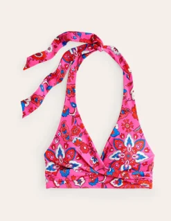 Levanzo Halter Bikini Top-Pink, Botanical Wave-Boden Store