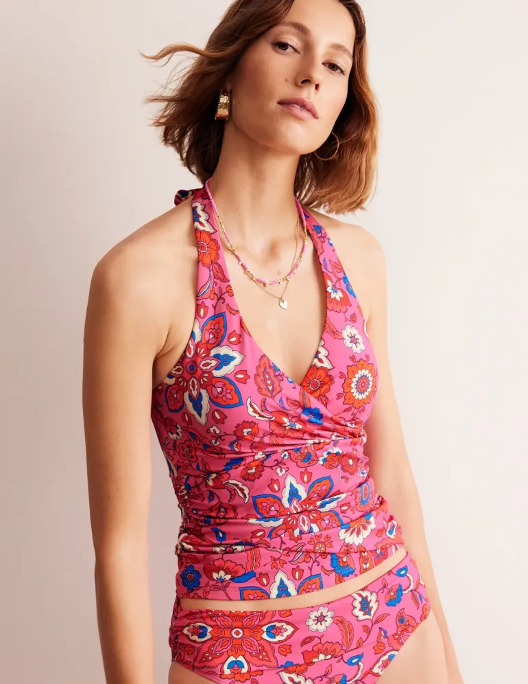Levanzo Halter Tankini Top-Pink, Botanical Wave-Boden Shop