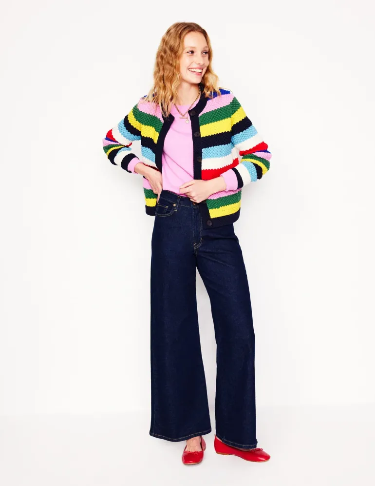 Libby Knitted Jacket-Poppy Red, Blue Multi-Boden Cheap