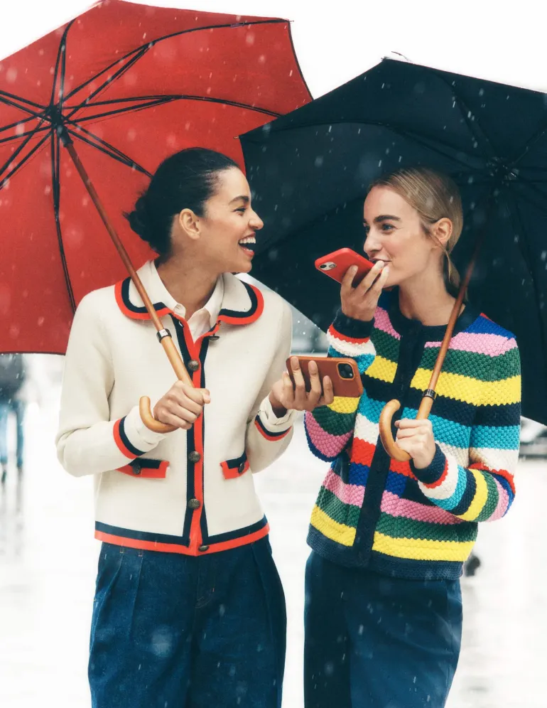 Libby Knitted Jacket-Poppy Red, Blue Multi-Boden Cheap