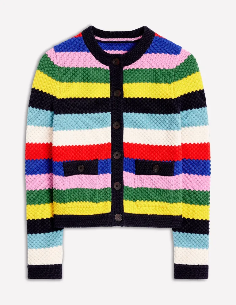 Libby Knitted Jacket-Poppy Red, Blue Multi-Boden Cheap
