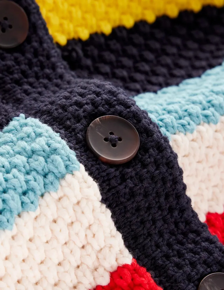 Libby Knitted Jacket-Poppy Red, Blue Multi-Boden Cheap