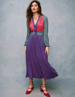 Lily Long Sleeve Midi Dress-Multi, Heart Cluster-Boden Outlet