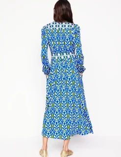 Lily Long Sleeve Midi Dress-Gallery Blue, Leaf Terrace-Boden Cheap