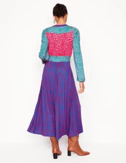 Lily Long Sleeve Midi Dress-Multi, Heart Cluster-Boden Outlet