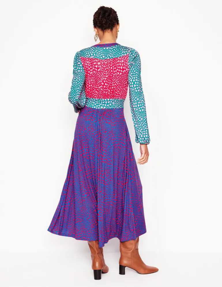 Lily Long Sleeve Midi Dress-Multi, Heart Cluster-Boden Outlet