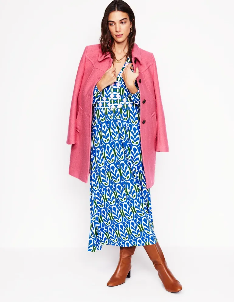 Lily Long Sleeve Midi Dress-Gallery Blue, Leaf Terrace-Boden Cheap