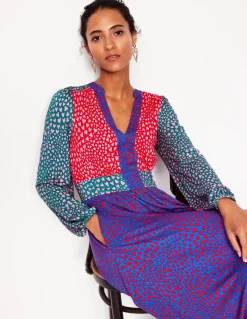 Lily Long Sleeve Midi Dress-Multi, Heart Cluster-Boden Outlet