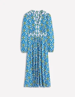 Lily Long Sleeve Midi Dress-Gallery Blue, Leaf Terrace-Boden Cheap