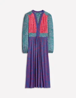 Lily Long Sleeve Midi Dress-Multi, Heart Cluster-Boden Outlet