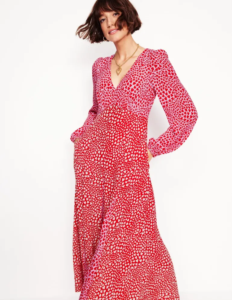 Lisa Long Sleeve Tea Dress-Pink, Heart Cluster-Boden Cheap